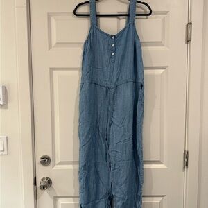 Rails Blue Denim Jumpsuit with Long Sleeves and Relaxed Fit